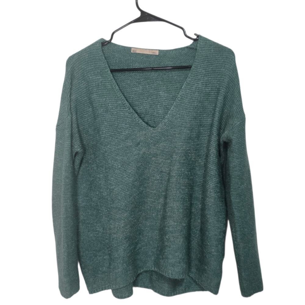Sfera Heathered Sage Green V-Neck Knit Sweater Size Medium